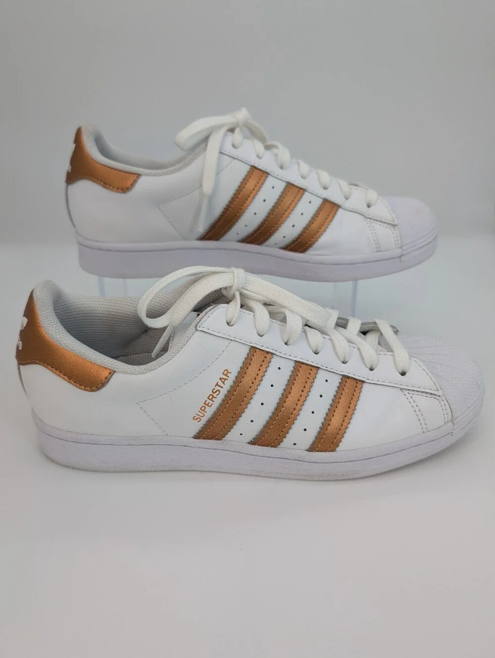 adidas Superstar Women's White Copper Metallic Sneakers US 10